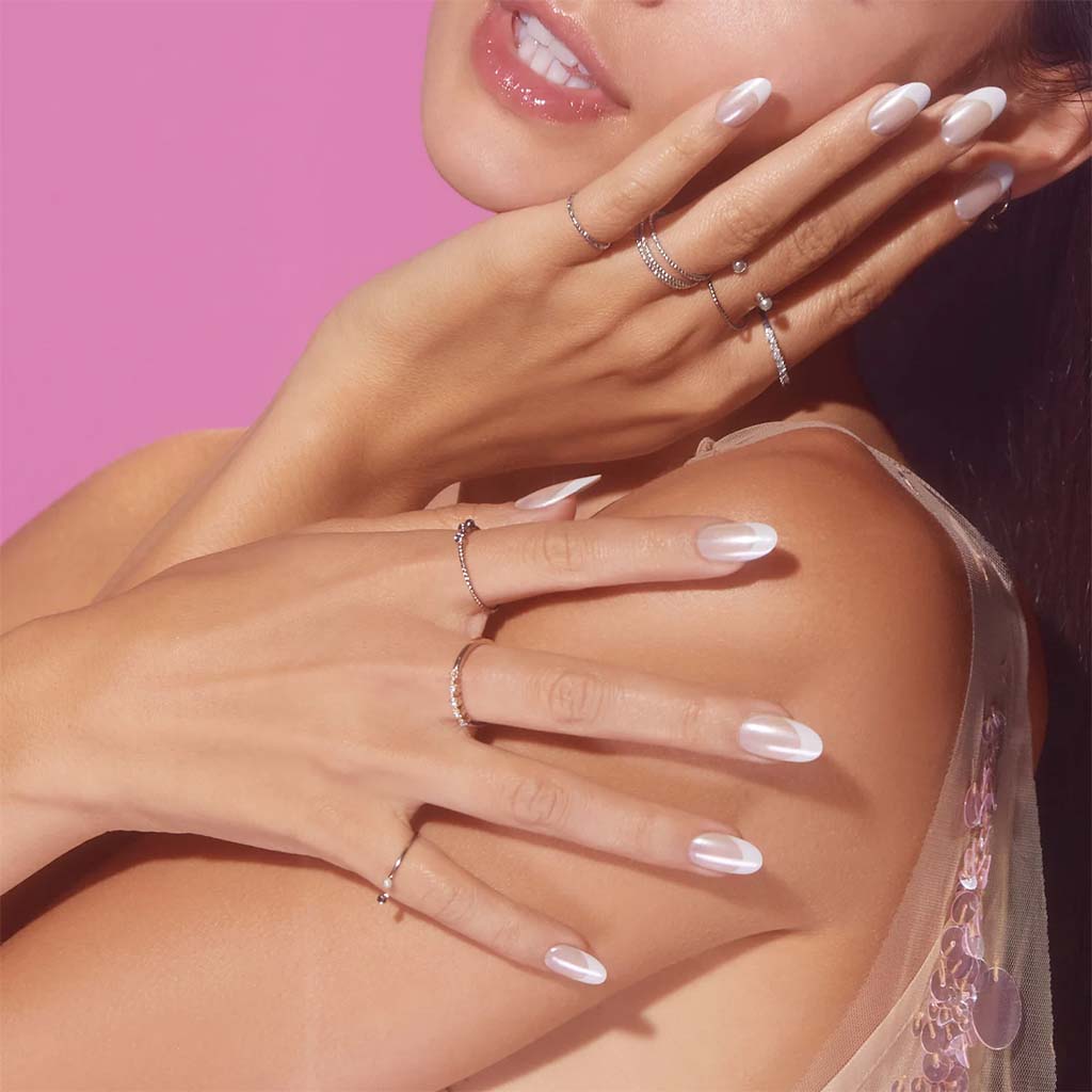 French Tips with Sheer Pearl Glaze