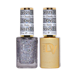 DND DV 025 Chunky Holo - DND Diva Gel Polish & Matching Nail Lacquer Duo Set