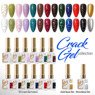 LAVIS Crack Gel Base Set 14 Colors - 0.5 oz
