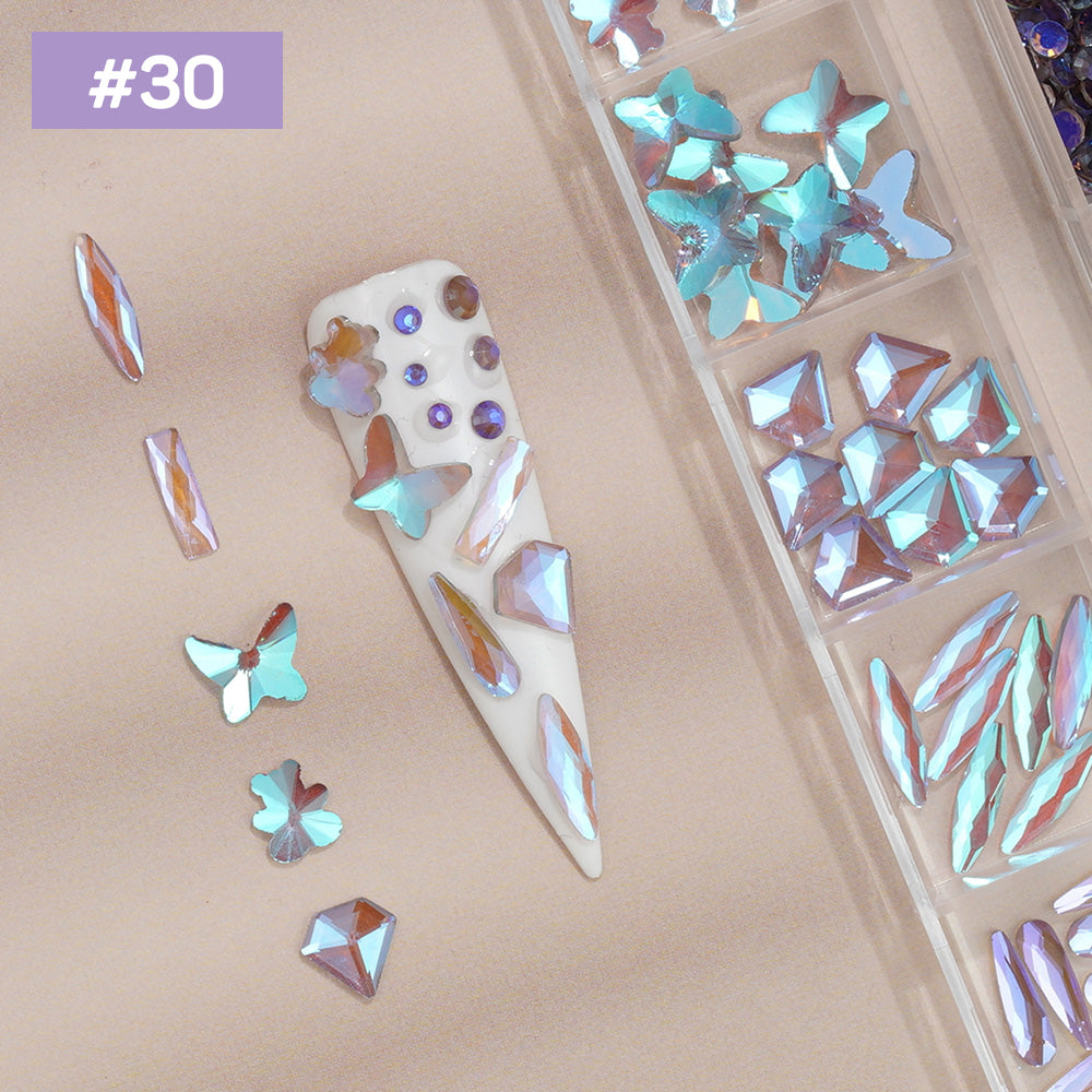 12 Grids Flat Diamonds Rhinestones #30 Phantom