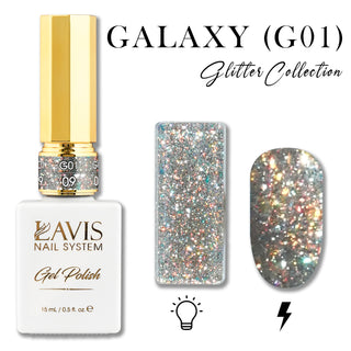 LAVIS Glitter G01 - 09 - Gel Polish 0.5 oz - Galaxy Collection