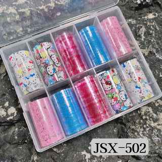 3D Cat Floral Nail Transfer Decals JSX502