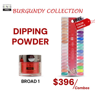 SNS Pro Dipping Powder - Set 36 Colors - Board 1 Burgundy (001 - 036)