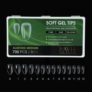 LAVIS Perfect Almond Medium - 14 Sizes Clear - Soft Gel Tips