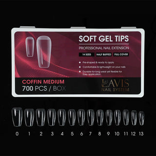 LAVIS Perfect Coffin Medium - 14 Half Buffed - Soft Gel Tips
