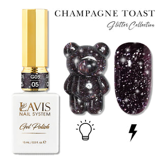 LAVIS Glitter G05 - 05 - Gel Polish 0.5oz - Champagne Toast Glitter Collection