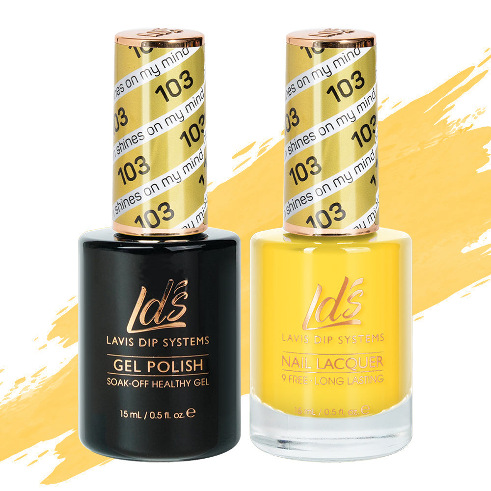 LDS 103 Sun Shines On My Mind - LDS Healthy Gel Polish & Matching Nail Lacquer Duo Set - 0.5oz