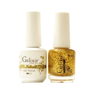 Gelixir Gel Nail Polish Duo - 138 Gold Glitter Colors by Gelixir sold by DTK Nail Supply