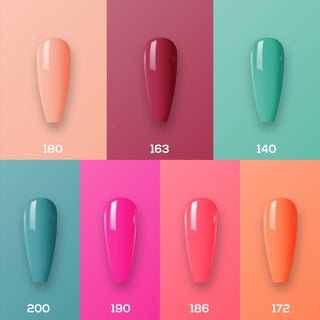 Lavis Holiday Collection: 7 Gel Polishes, 1 Base Gel, 1 Top Gel - Set 13 - 180, 163, 140, 200, 190, 186, 172 + BT