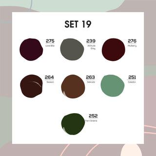 Lavis Holiday Collection: 7 Gel Polishes, 1 Base Gel, 1 Top Gel - Set 19 - 275, 239, 276, 264, 263, 251, 252 + BT