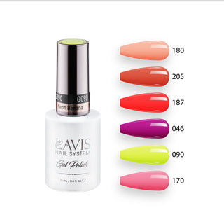 Lavis Gel Summer Color Set G5 (6 colors): 180, 205, 187, 046, 090, 170
