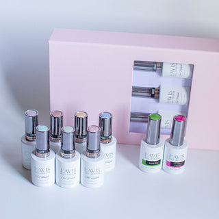 Lavis Holiday Collection: 7 Gel Polishes, 1 Base Gel, 1 Top Gel - SWEET TALK - 023; 069; 068; 022; 009; 004; 003 + BT