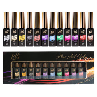 LDS Platinum Line Art Gel Nails Polish Nail Art Set (12 colors): 01-12