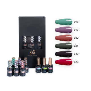 LDS Holiday Collection: 6 Healthy Gel Polishes, 1 Base Gel, 1 Top Gel, 1 Strengthener - COOL VIBES - 018; 019; 020; 021; 022; 023