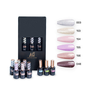 LDS Holiday Collection: 6 Healthy Gel Polishes, 1 Base Gel, 1 Top Gel, 1 Strengthener - SOFT GLAM -  003; 048; 153; 154; 155; 156