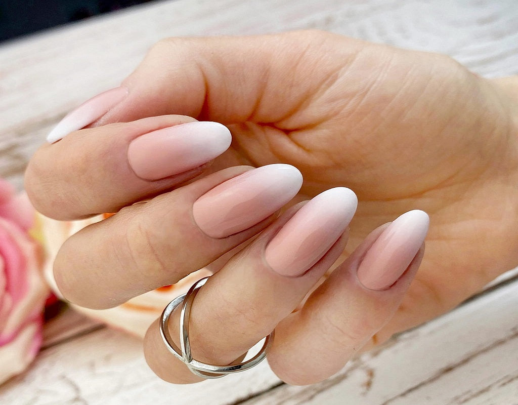 Buy Baby Boomer Press on Nails White and Pink Ombre Fake Nails Gel Nails  Fake Nails Set Coffin Nails Almond Nails Oval Nails Online in India - Etsy