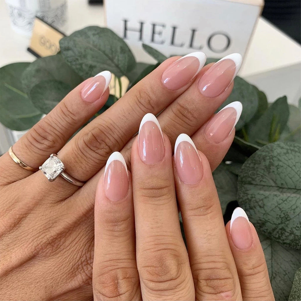 Pearl White French Tip Almond Nails – BC OF LOVE Beauty