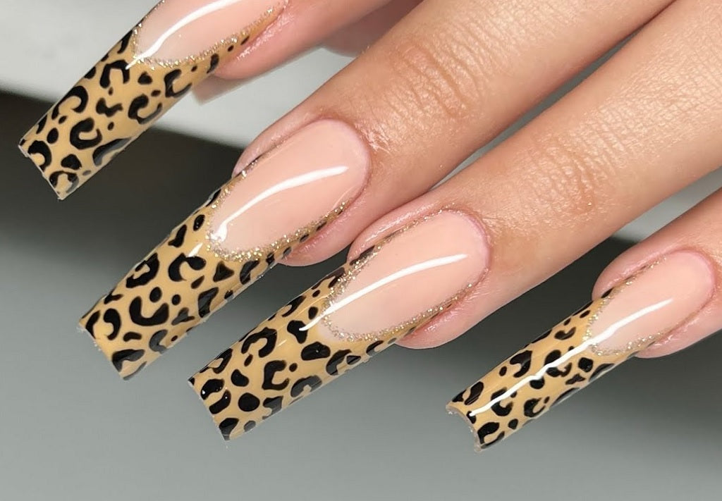 Animal Print Press on Nails Black Nails Cheetah Leopard Print