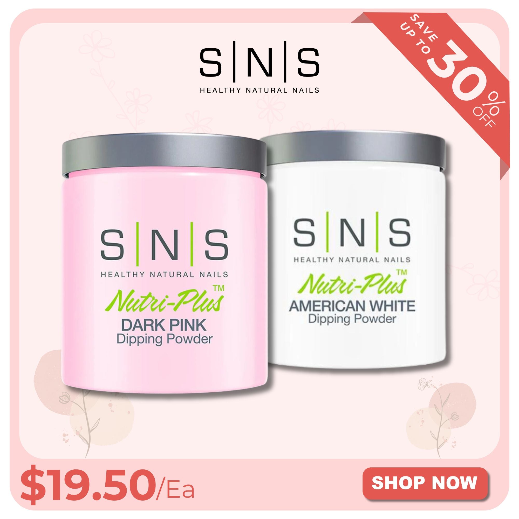 SNS Pink & White Dipping Powder