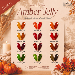 LAVIS Set 12 Colors - Gel Polish 0.5 oz - Amber Jelly Collection