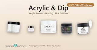 Acrylic & Dipping Powder — 3,986 SKUs across OPI, SNS, Kiara Sky, NuGenesis, LDS at ND Nails Supply