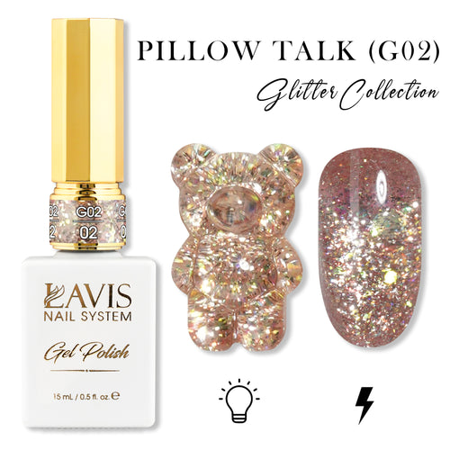 LAVIS Glitter G02 - 02 - Gel Polish 0.5 oz - Pillow Talk Collection