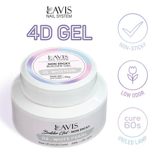 LAVIS Builder Gel Jar Non Sticky - 03 Pearl White 30g
