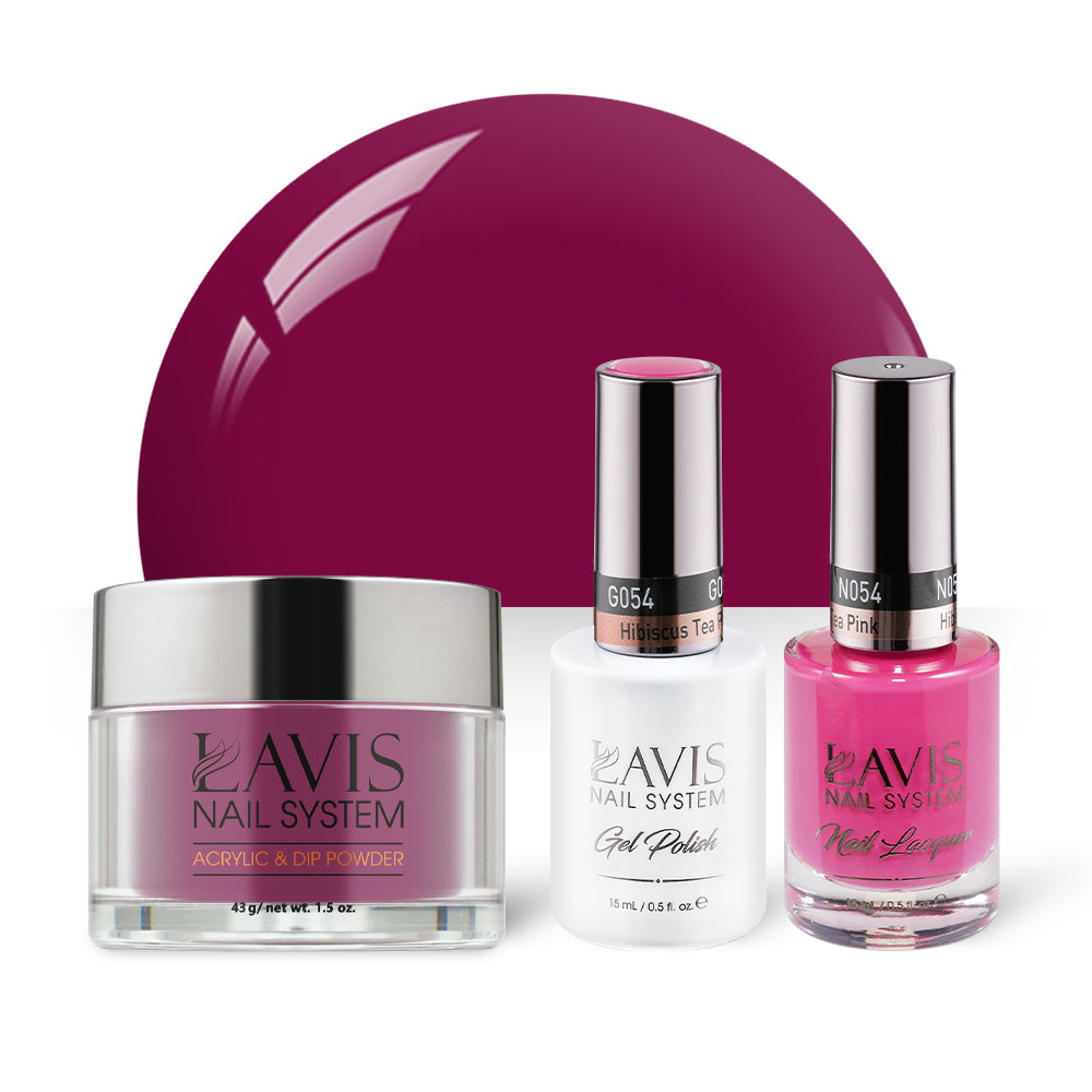 LAVIS 3 in 1 - 054 Hibiscus Tea Pink - Acrylic & Dip Powder, Gel & Lacquer