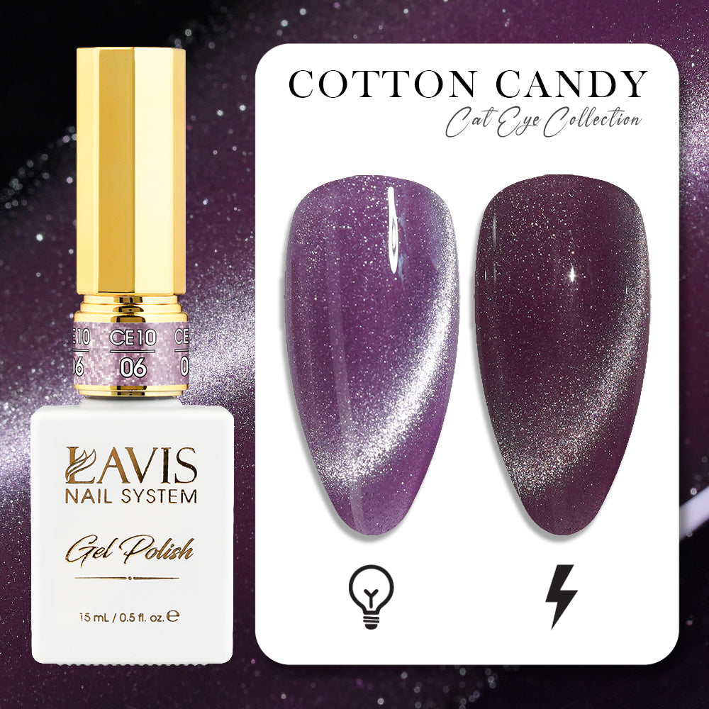 LAVIS Cat Eye CE10 - 06 - Gel Polish 0.5 oz - Cotton Candy Collection