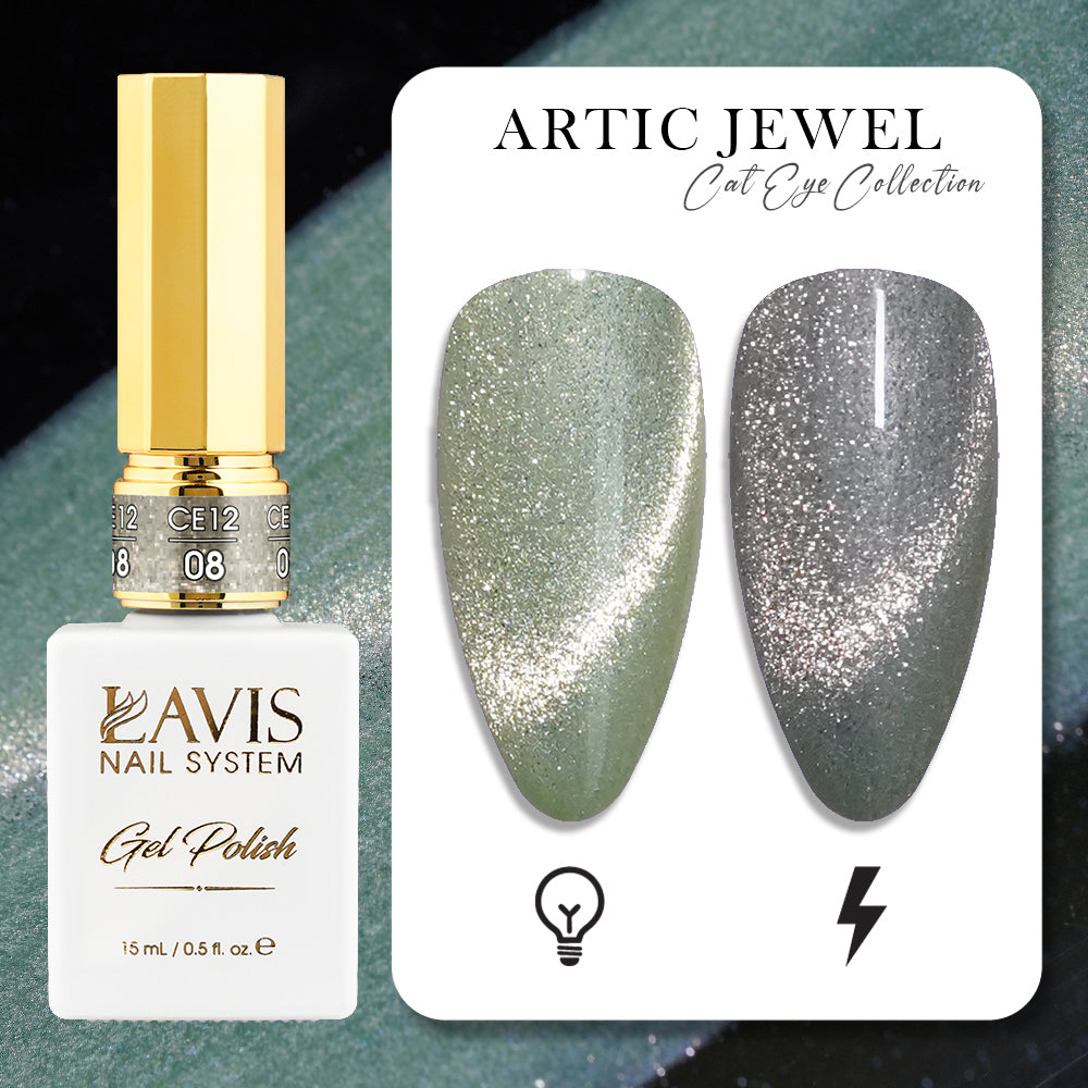 LAVIS Cat Eyes CE12 - 08 - Gel Polish 0.5 oz - Artic Jewel Collection