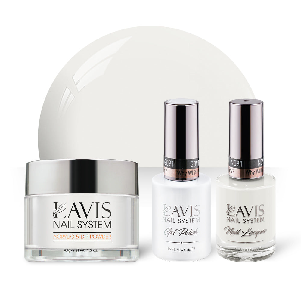 LAVIS 3 in 1 - 091 Why White? - Acrylic & Dip Powder, Gel & Lacquer