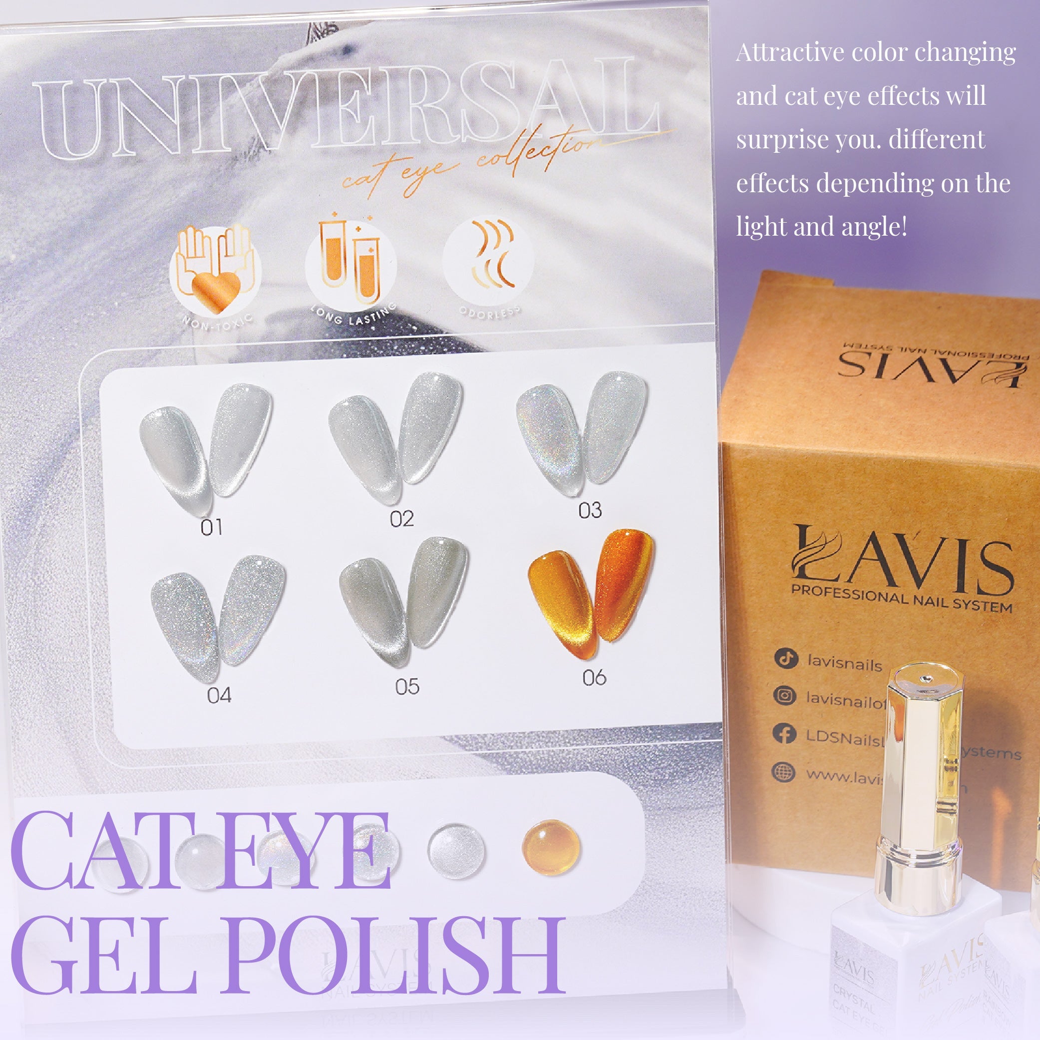  LAVIS Set 6 Colors Crystal Cat Eye Gel - Universal Cat Eye Collection by LAVIS NAILS sold by DTK Nail Supply