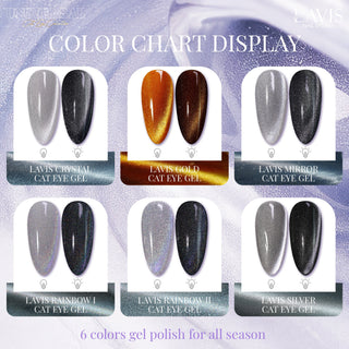  LAVIS Set 6 Colors Crystal Cat Eye Gel - Universal Cat Eye Collection by LAVIS NAILS sold by DTK Nail Supply