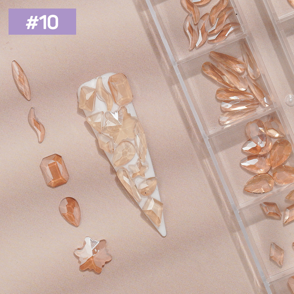 12 Grids Flat Diamonds Rhinestones #10 Transparent Champagne