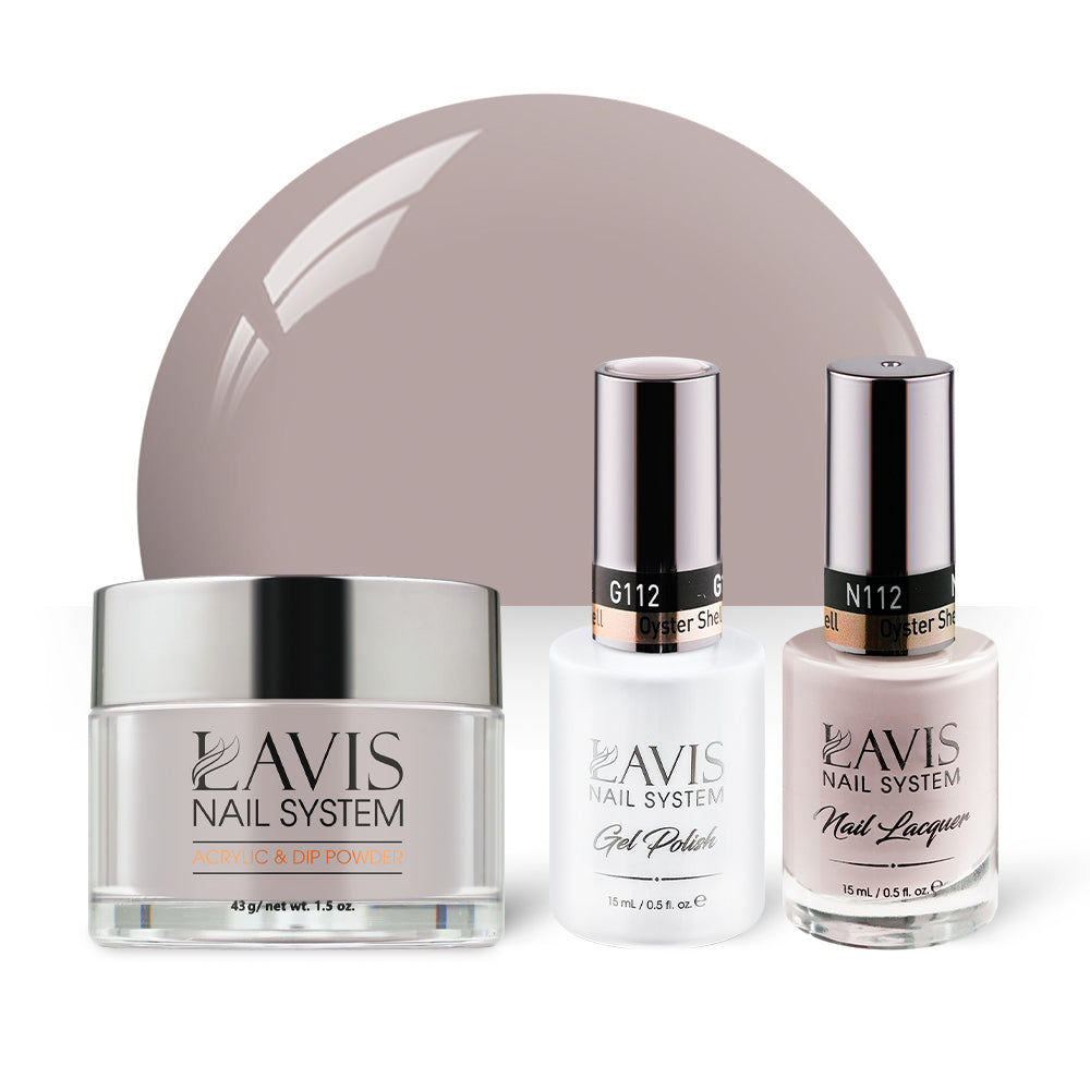 LAVIS 3 in 1 - 112 Oyster Shell - Acrylic & Dip Powder, Gel & Lacquer