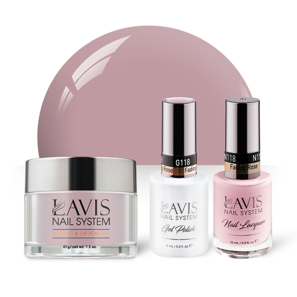 LAVIS 3 in 1 - 118 Fading Rose - Acrylic & Dip Powder, Gel & Lacquer