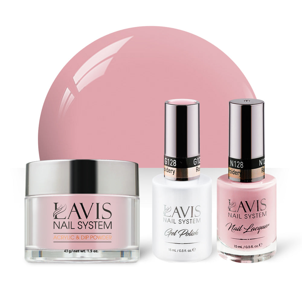 LAVIS 3 in 1 - 128 Rose Embroidery - Acrylic & Dip Powder, Gel & Lacquer