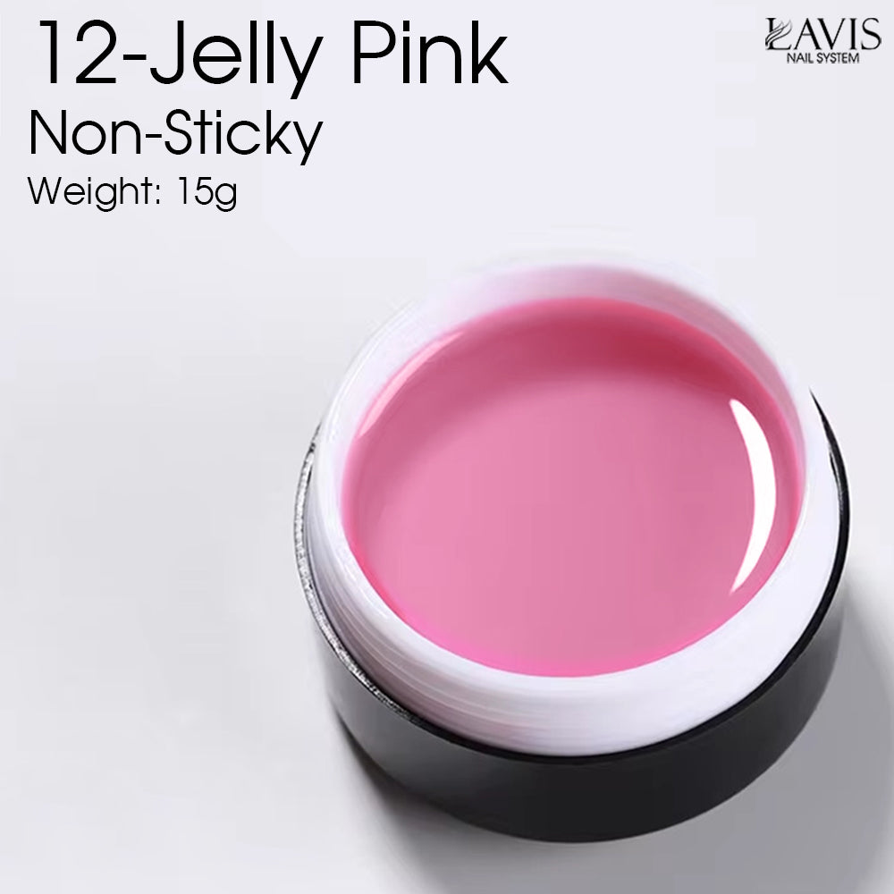 LAVIS J12 - Builder Gel In The Jar 15g - Jelly Pink Non Sticky