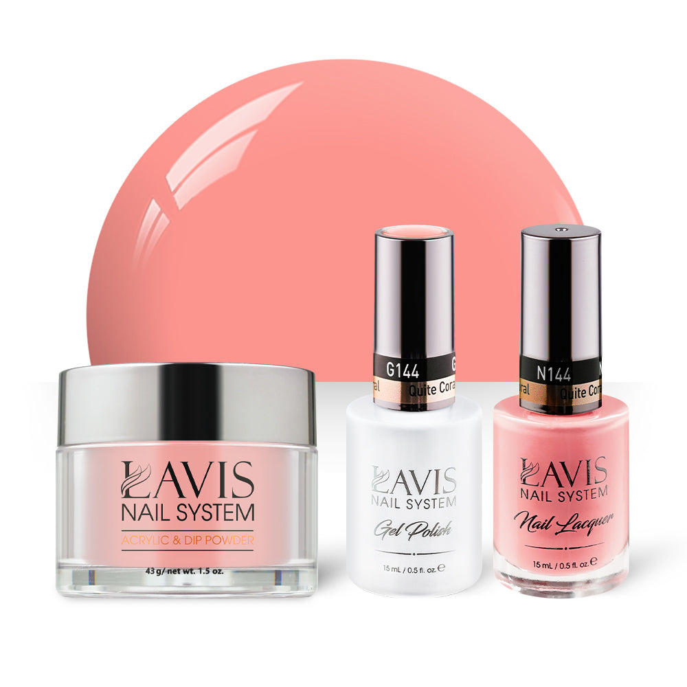 LAVIS 3 in 1 - 144 Quite Coral - Acrylic & Dip Powder, Gel & Lacquer