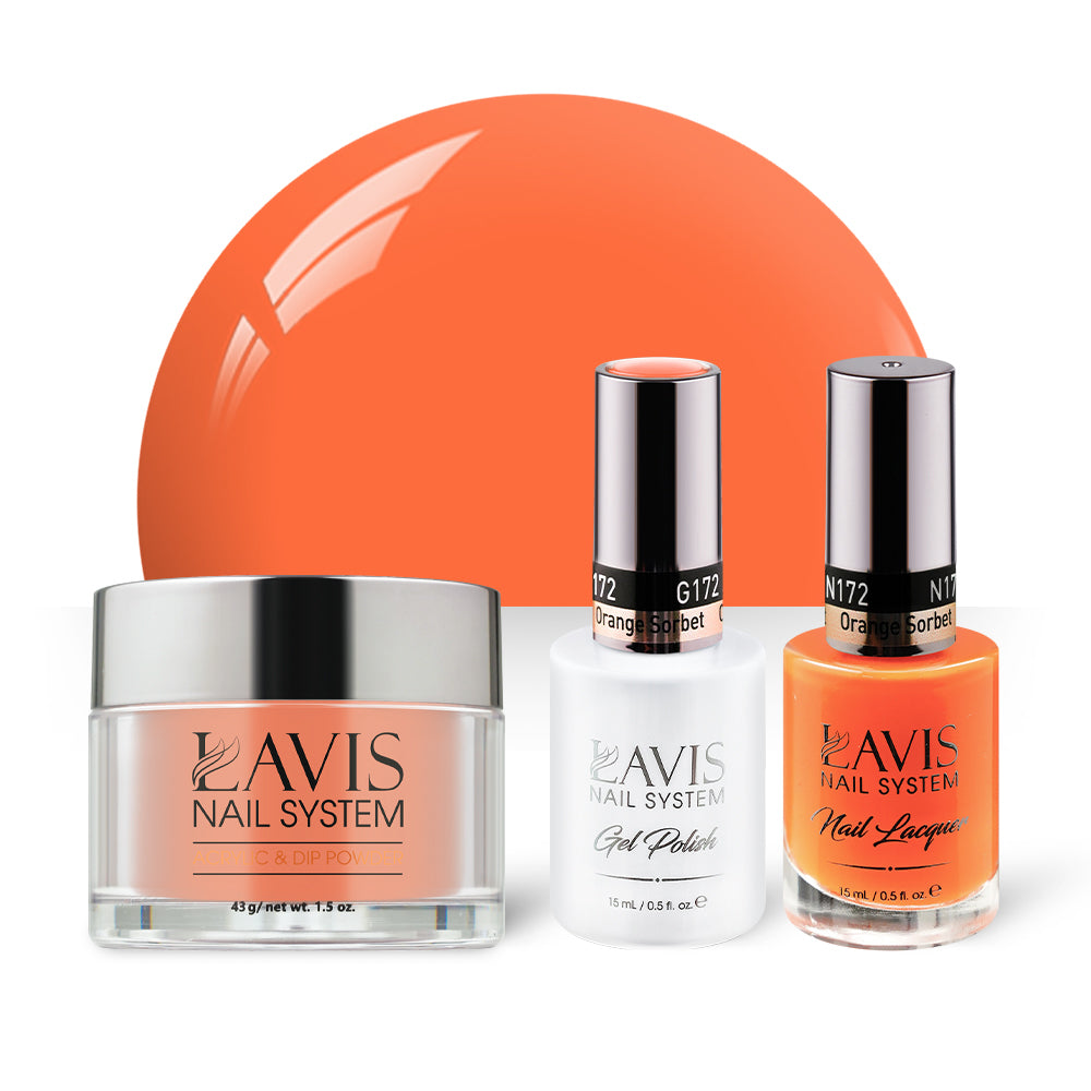LAVIS 3 in 1 - 172 Orange Sorbet - Acrylic & Dip Powder, Gel & Lacquer