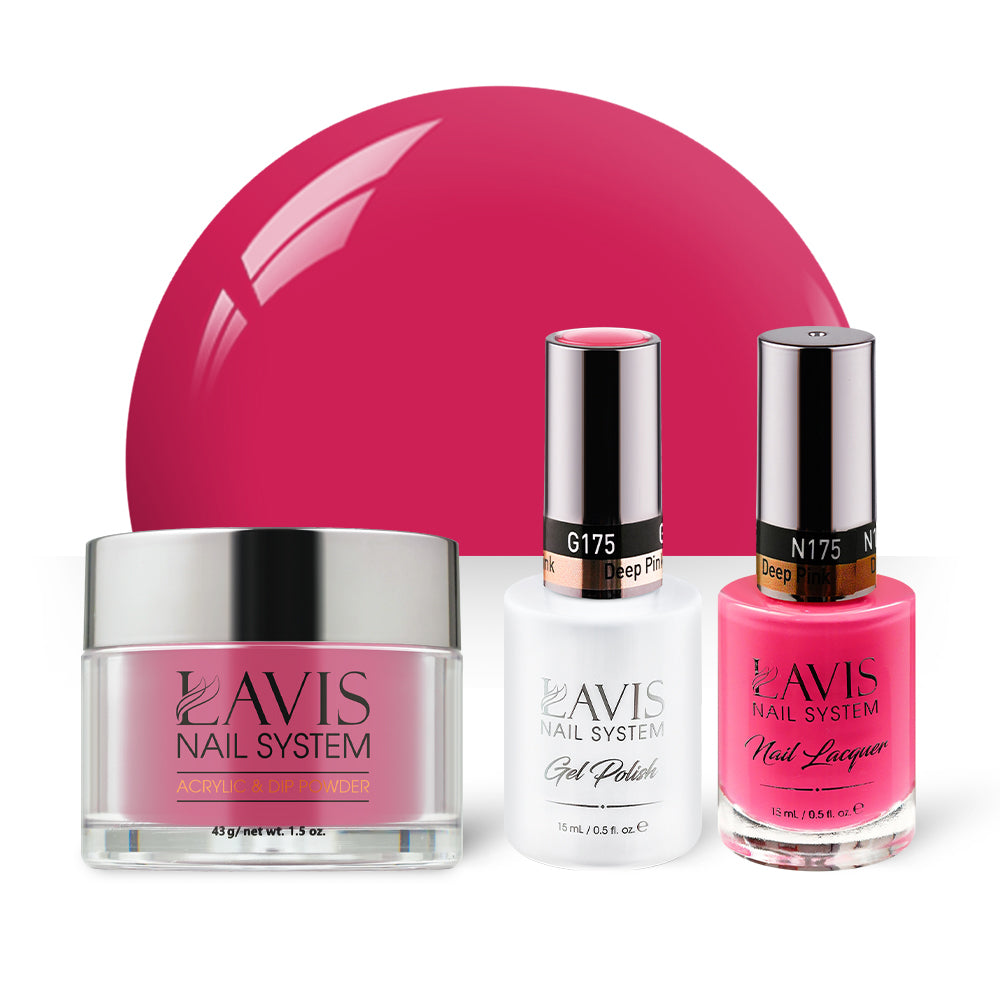 LAVIS 3 in 1 - 175 Deep Pink - Acrylic & Dip Powder, Gel & Lacquer