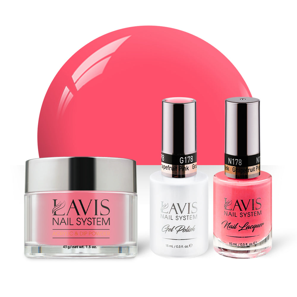 LAVIS 3 in 1 - 178 Grapefruit Pink - Acrylic & Dip Powder, Gel & Lacquer