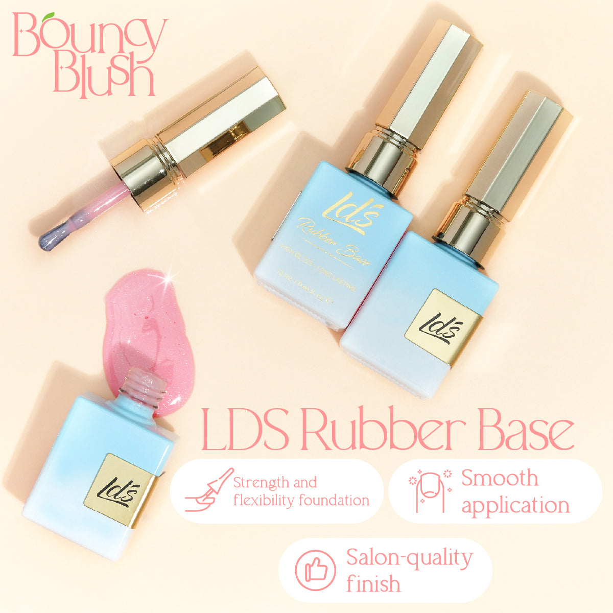 LDS Rubber Base Gel - RB-24 - GEL POLISH 0.5 OZ - Bouncy Blush Collection