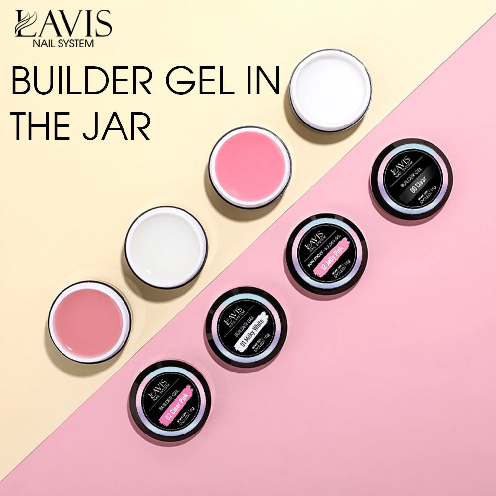 LAVIS J02 - Builder Gel In The Jar 15g - Clear Pink