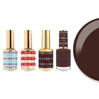 DND DC 319 Coffee Bean - #800 Base, #900 Top, Gel & Lacquer Combo