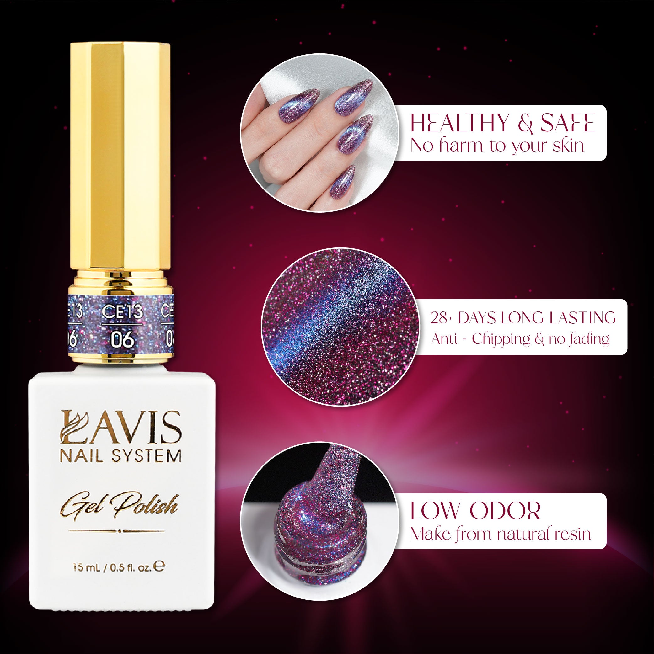 LAVIS Cat Eyes CE13 - 04 - Gel Polish 0.5 oz - Luminous Sky Collection