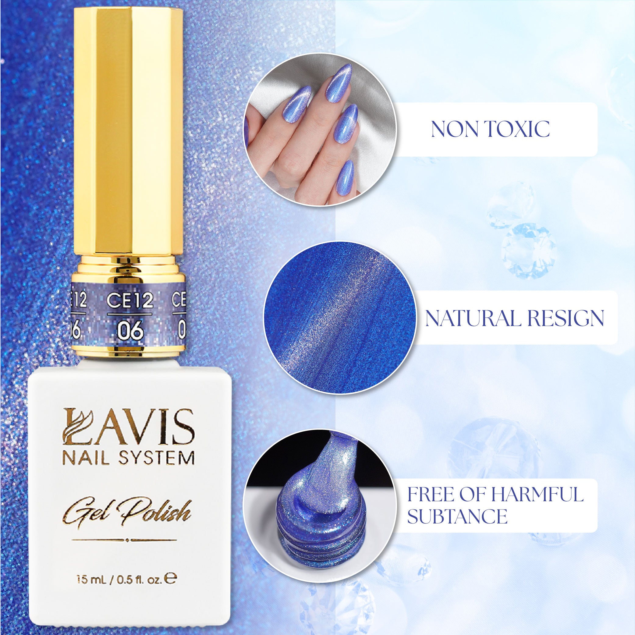 LAVIS Cat Eyes CE12 - 05 - Gel Polish 0.5 oz - Artic Jewel Collection