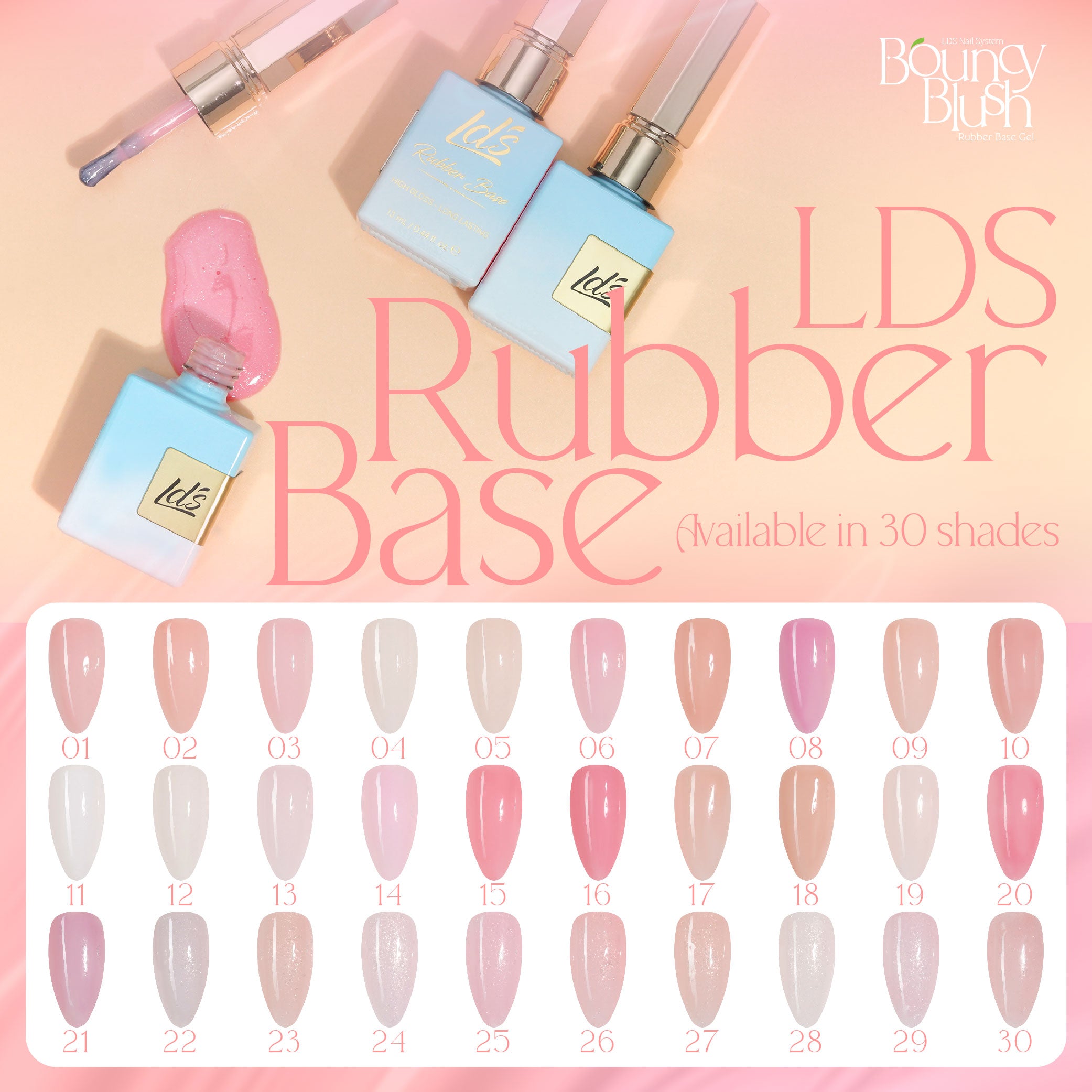 LDS Rubber Base Gel - RB-11 - GEL POLISH 0.5 OZ - Bouncy Blush Collection