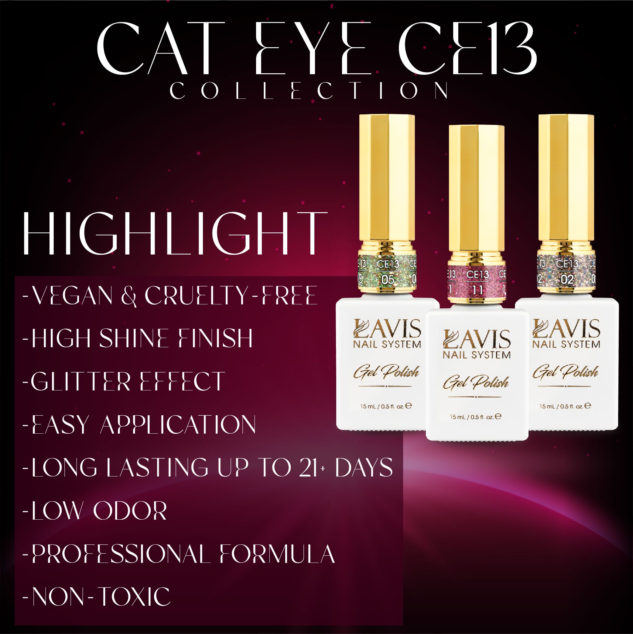 LAVIS Cat Eyes CE13 - 05 - Gel Polish 0.5 oz - Luminous Sky Collection