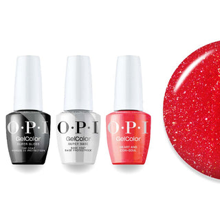 OPI Intelli-Gel Combo - Super Base Coat, Super Gloss Top Coat & D55 Heart and Con-Soul